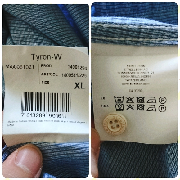 💖2/$15💖 Strellson Light Blue Pinstripe Slim Fit Button Down Shirt - Picture 9 of 9